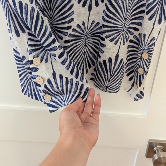 Joie 100% Linen Tropical Print Short Sleeve Top - Picture 4 of 9